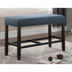 Banc de salle à manger hauteur comptoir en tissu bleu/gris/beige, 2 places
