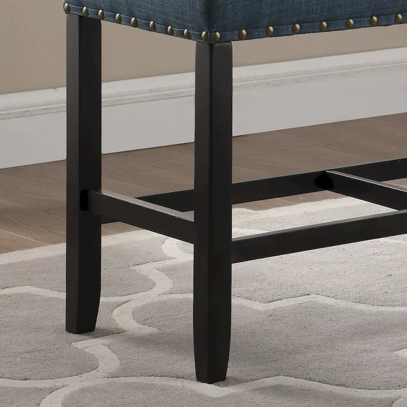 Banc de salle à manger hauteur comptoir en tissu bleu/gris/beige, 2 places