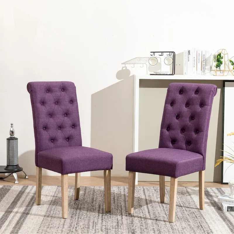 Chaise de salle à manger rembourrée Parsons, lot de 2, taupe/gris/bleu/charbon/violet/jaune
