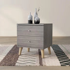Table de chevet grise à 2 tiroirs de style moderne du milieu du siècle