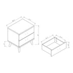 Table de chevet grise à 2 tiroirs de style moderne du milieu du siècle