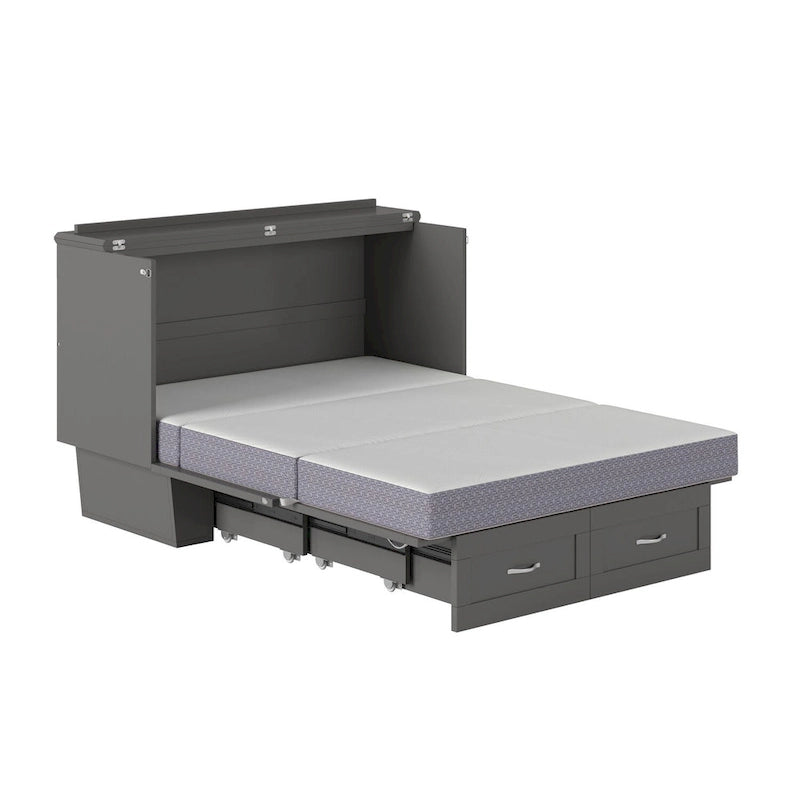 Monroe Full Murphy Bed Chest with 6  Memory Foam Mattress