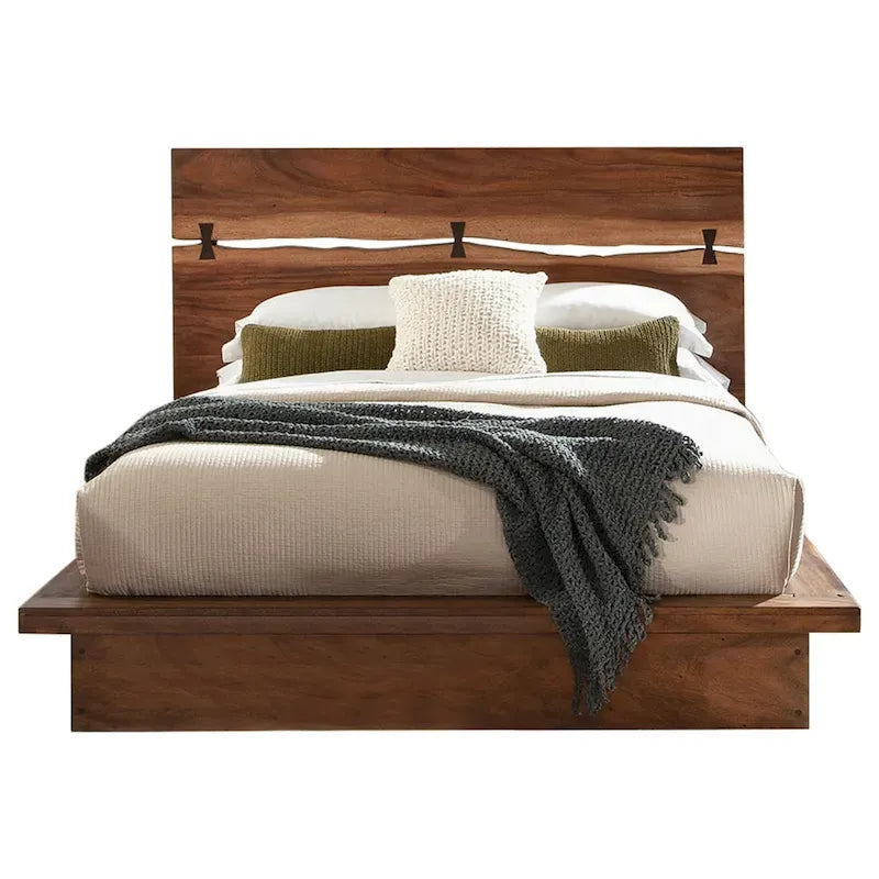 Ensemble de chambre 2 pièces lit queen et commode Smokey Walnut