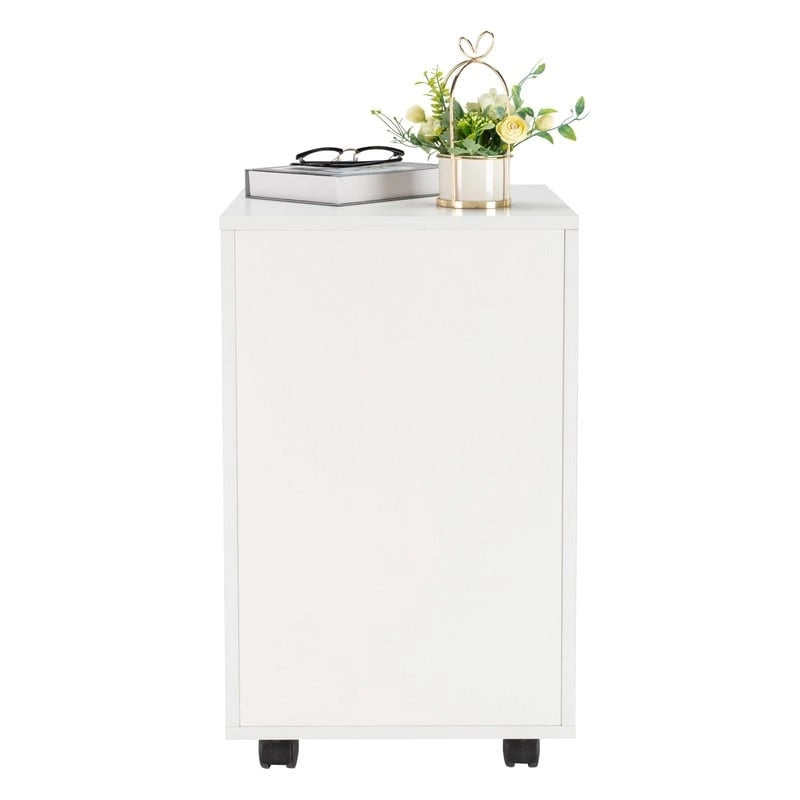 Caisson de classement roulant à 3 tiroirs avec serrure, chêne / noir / blanc / gris, pour 1 personne