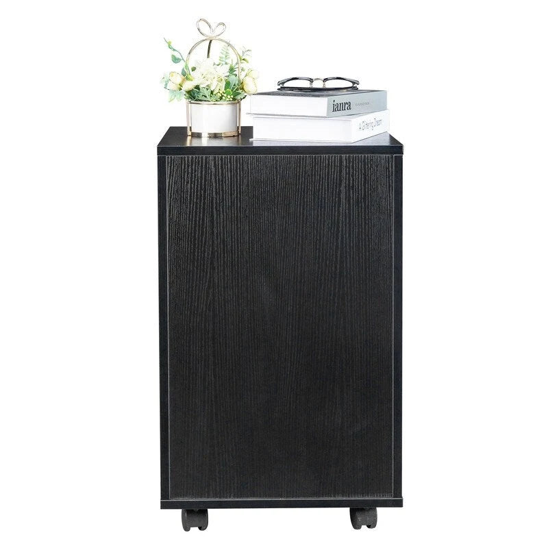Caisson de classement roulant à 3 tiroirs avec serrure, chêne / noir / blanc / gris, pour 1 personne