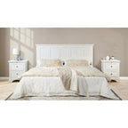 Tête de lit et 2 tables de chevet style ferme blanc – Très grand lit/grand lit, ensemble 3 pièces