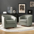 Fauteuil pivotant en cuir véritable, sauge / marron / camel, lot de 2