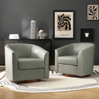Fauteuil pivotant en cuir véritable, sauge / marron / camel, lot de 2