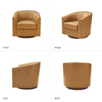 Fauteuil pivotant en cuir véritable, sauge / marron / camel, lot de 2