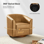 Fauteuil pivotant en cuir véritable, sauge / marron / camel, lot de 2