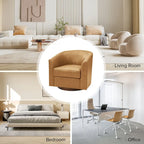 Fauteuil pivotant en cuir véritable, sauge / marron / camel, lot de 2