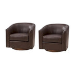 Fauteuil pivotant en cuir véritable, sauge / marron / camel, lot de 2