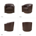 Fauteuil pivotant en cuir véritable, sauge / marron / camel, lot de 2