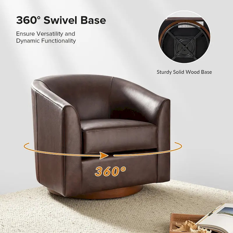 Fauteuil pivotant en cuir véritable, sauge / marron / camel, lot de 2