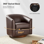 Fauteuil pivotant en cuir véritable, sauge / marron / camel, lot de 2