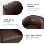 Fauteuil pivotant en cuir véritable, sauge / marron / camel, lot de 2