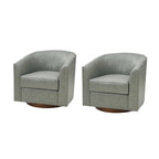 Fauteuil pivotant en cuir véritable, sauge / marron / camel, lot de 2