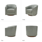 Fauteuil pivotant en cuir véritable, sauge / marron / camel, lot de 2