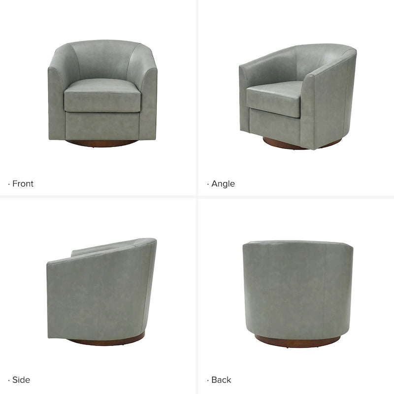 Fauteuil pivotant en cuir véritable, sauge / marron / camel, lot de 2