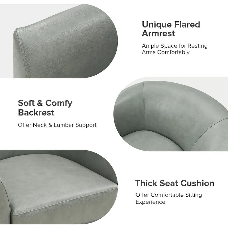 Fauteuil pivotant en cuir véritable, sauge / marron / camel, lot de 2