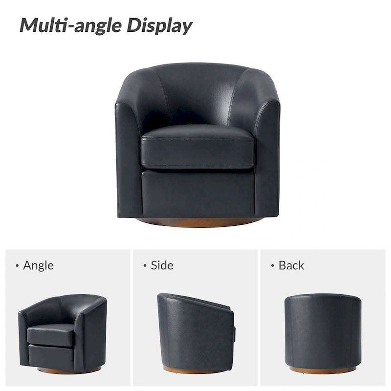 Fauteuil pivotant en cuir véritable, sauge / marron / camel, lot de 2