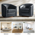 Fauteuil pivotant en cuir véritable, sauge / marron / camel, lot de 2