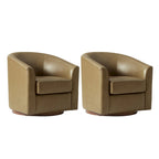 Fauteuil pivotant en cuir véritable, sauge / marron / camel, lot de 2