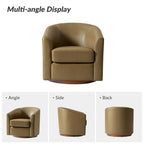Fauteuil pivotant en cuir véritable, sauge / marron / camel, lot de 2