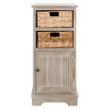 Meuble de rangement en pin avec paniers en osier, 4 couleurs, porte unique