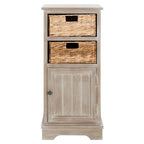 Meuble de rangement en pin avec paniers en osier, 4 couleurs, porte unique