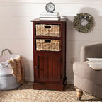 Meuble de rangement en pin avec paniers en osier, 4 couleurs, porte unique