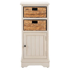 Meuble de rangement en pin avec paniers en osier, 4 couleurs, porte unique