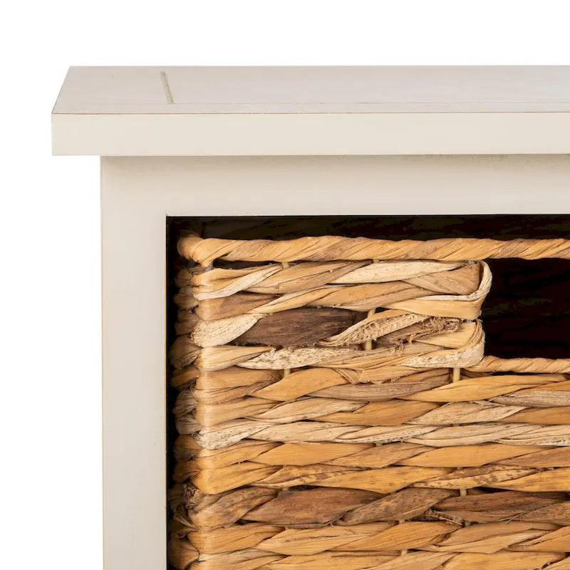 Meuble de rangement en pin avec paniers en osier, 4 couleurs, porte unique