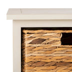 Meuble de rangement en pin avec paniers en osier, 4 couleurs, porte unique