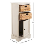 Meuble de rangement en pin avec paniers en osier, 4 couleurs, porte unique