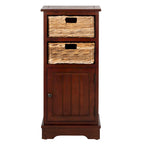 Meuble de rangement en pin avec paniers en osier, 4 couleurs, porte unique
