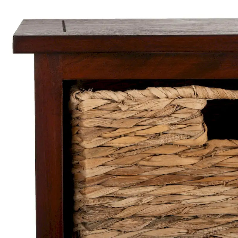 Meuble de rangement en pin avec paniers en osier, 4 couleurs, porte unique
