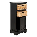 Meuble de rangement en pin avec paniers en osier, 4 couleurs, porte unique