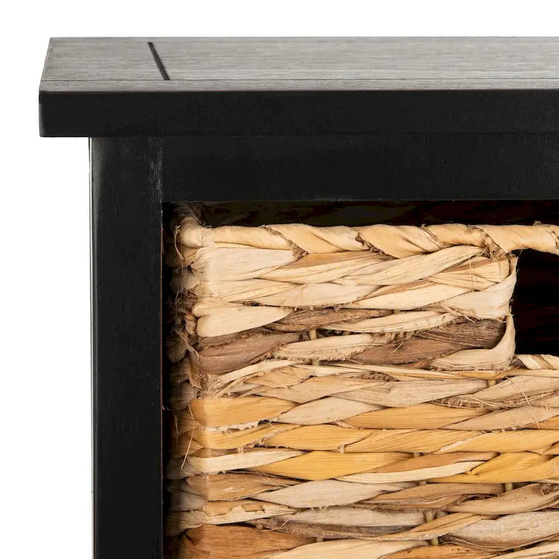 Meuble de rangement en pin avec paniers en osier, 4 couleurs, porte unique