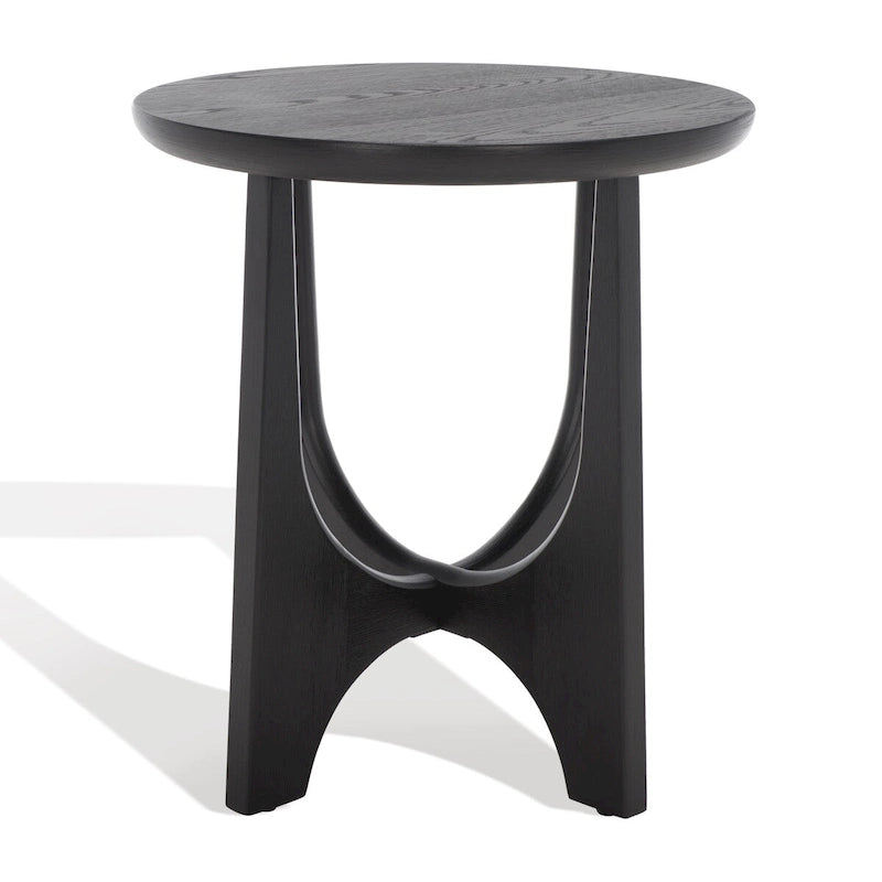 Table d'appoint ronde en bois, chêne moyen / blanchie / noire, 1 personne