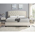 Chambre à coucher 3 pièces capitonnée avec dossier à oreilles, blanc/gris, grand lit/très grand lit, 2 personnes