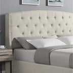 Chambre à coucher 3 pièces capitonnée avec dossier à oreilles, blanc/gris, grand lit/très grand lit, 2 personnes