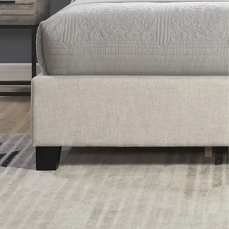 Chambre à coucher 3 pièces capitonnée avec dossier à oreilles, blanc/gris, grand lit/très grand lit, 2 personnes