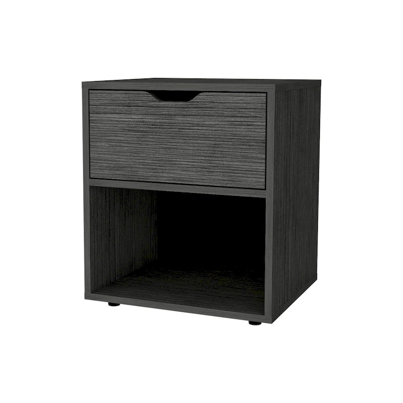 Table de chevet moderne à 1 tiroir, blanche/noire/grise, pour 1 personne