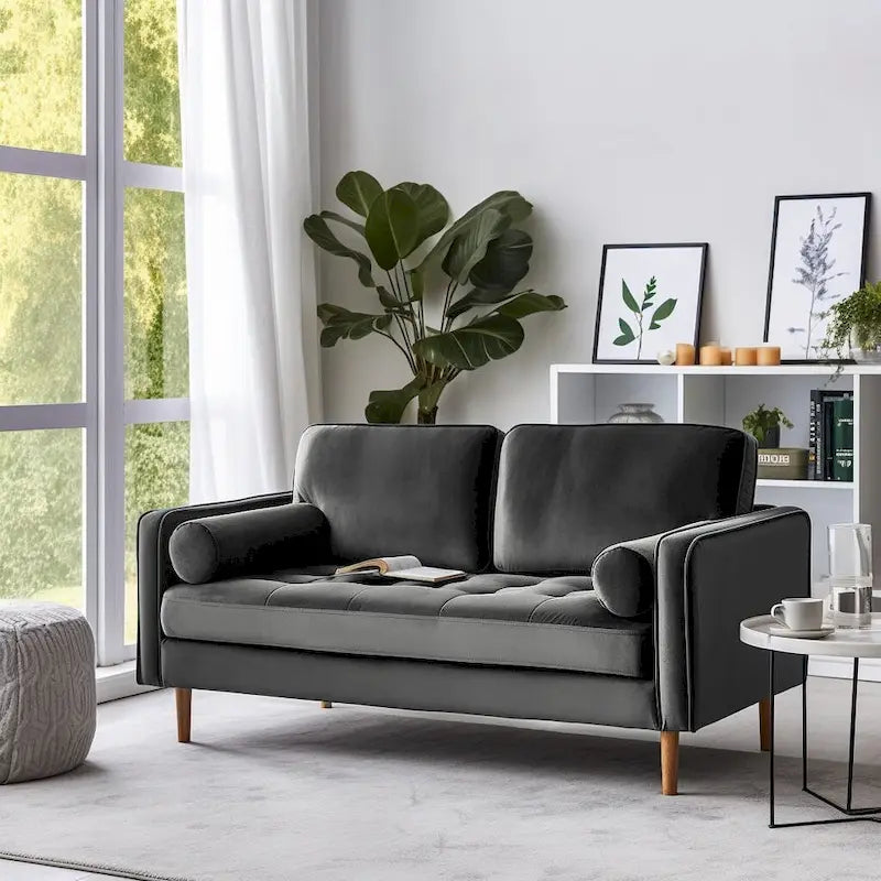 Banavos 58  Velvet Square Arm Loveseat