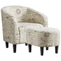 Fauteuil d'appoint en tissu avec pouf, motif lettre / gris, 1 place