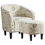 Fauteuil d'appoint en tissu avec pouf, motif lettre / gris, 1 place