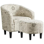 Fauteuil d'appoint en tissu avec pouf, motif lettre / gris, 1 place