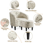 Fauteuil d'appoint en tissu avec pouf, motif lettre / gris, 1 place