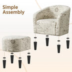 Fauteuil d'appoint en tissu avec pouf, motif lettre / gris, 1 place